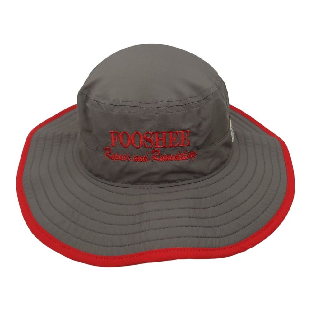 Fooshee Repair Remodeling Boonie Hat OSFM Gray Red Cap Beach Outdoor Floppy